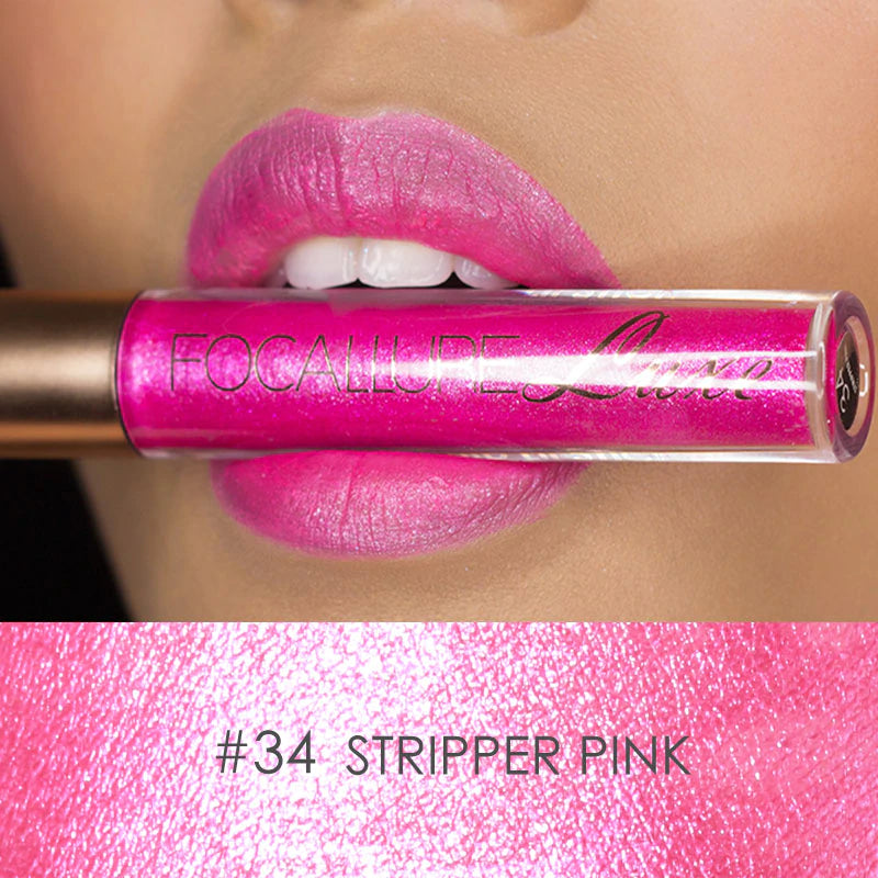 FOCALLURE Luxe Metallic Liquid Lipstick #34 STRIPPER PINK