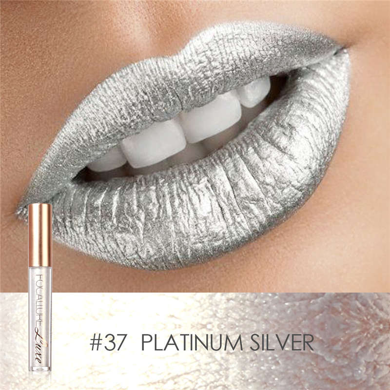 FOCALLURE Luxe Metallic Liquid Lipstick #37 PLATINUM SILVER