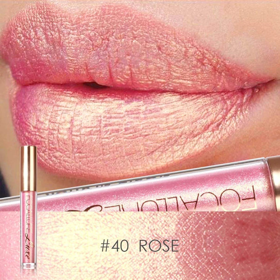 FOCALLURE Luxe Metallic Liquid Lipstick #40 ROSE