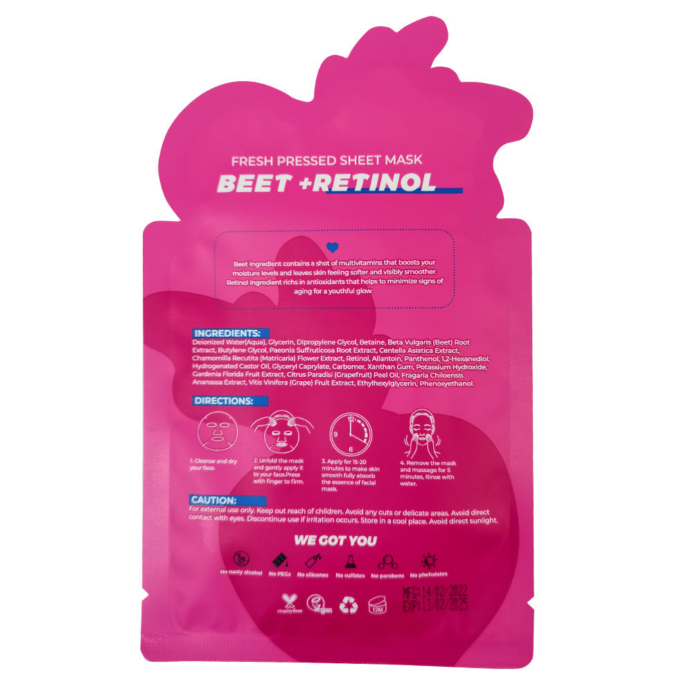 SLEEBTY BEAUTY Beet + Retinol Sheet Mask