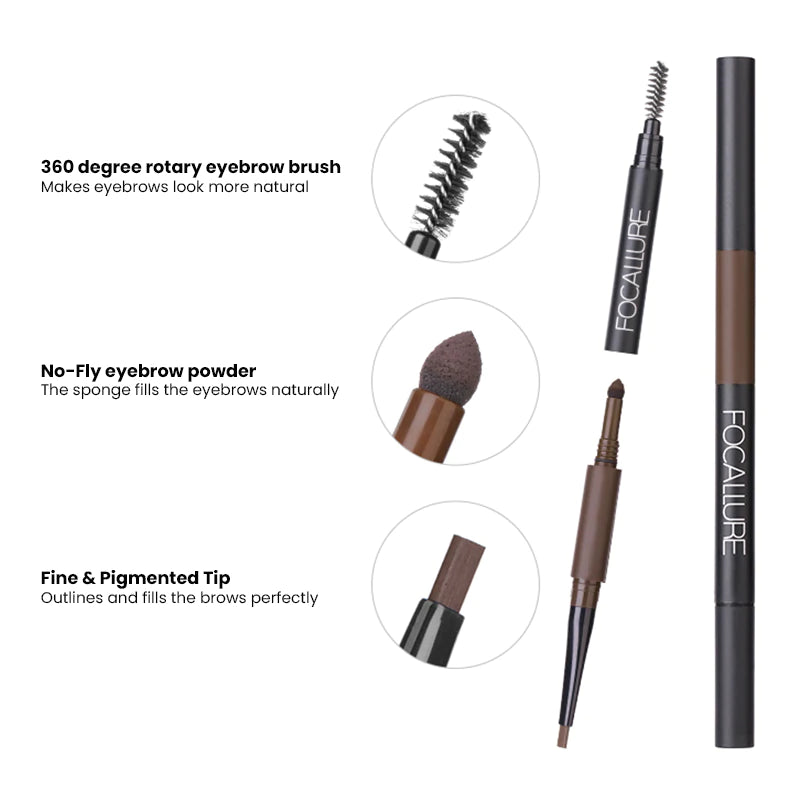 FOCALLURE Triple Action Auto Brow Pen #01 Gray Brown