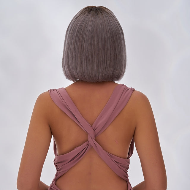 Remy Hair Bob Wig Ash Grey