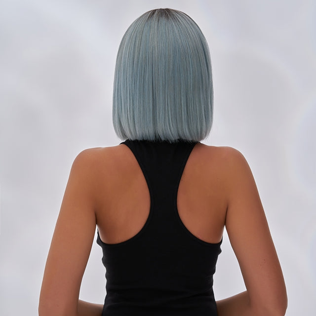 Remy Hair Bob Wig Rose Blue