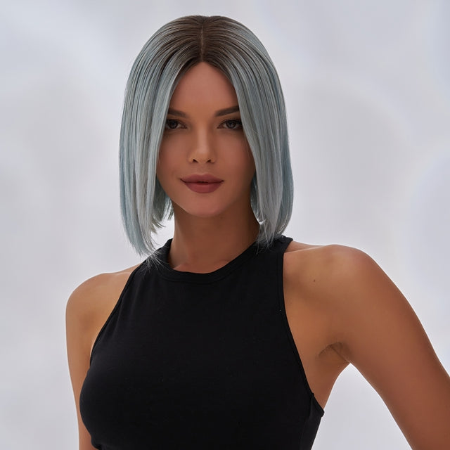 Remy Hair Bob Wig Rose Blue