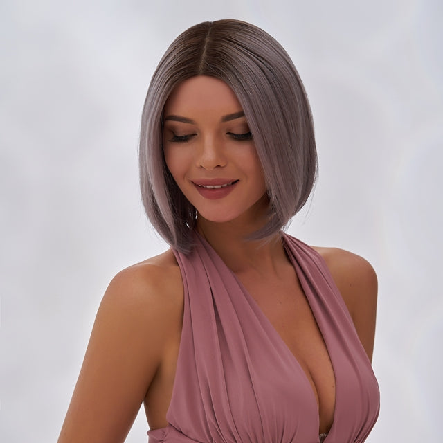 Remy Hair Bob Wig Ash Grey
