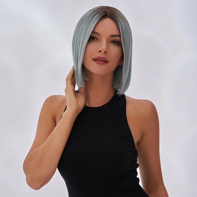 Remy Hair Bob Wig Rose Blue