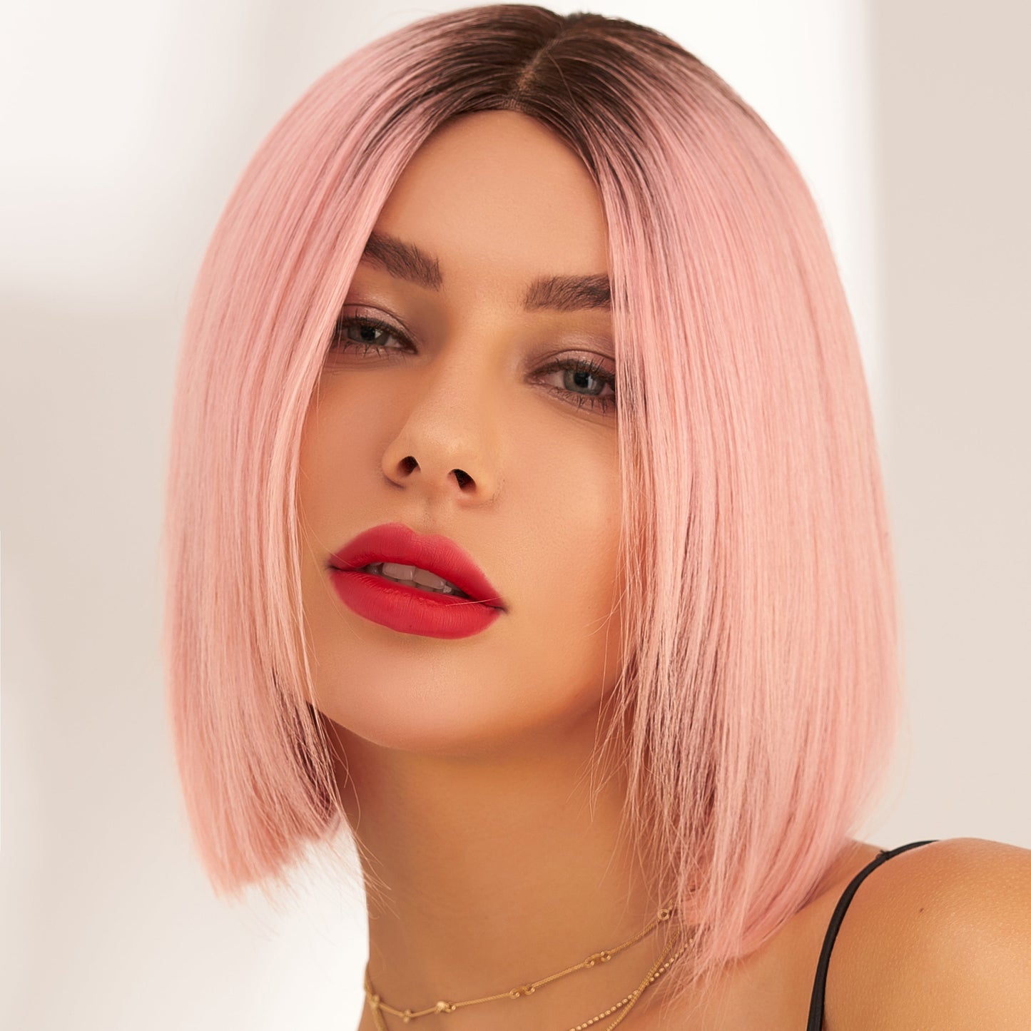 Remy Hair Bob Wig Rose Pink