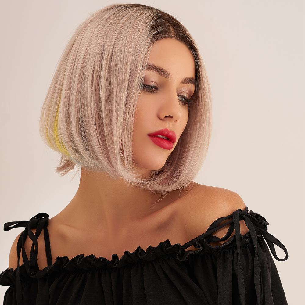 Remy Hair Bob Wig Silver Rainbow