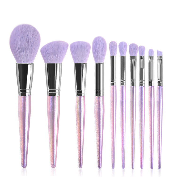 BEAUTY GAZED Holographic Purple Glam 10 Piece Brush Set