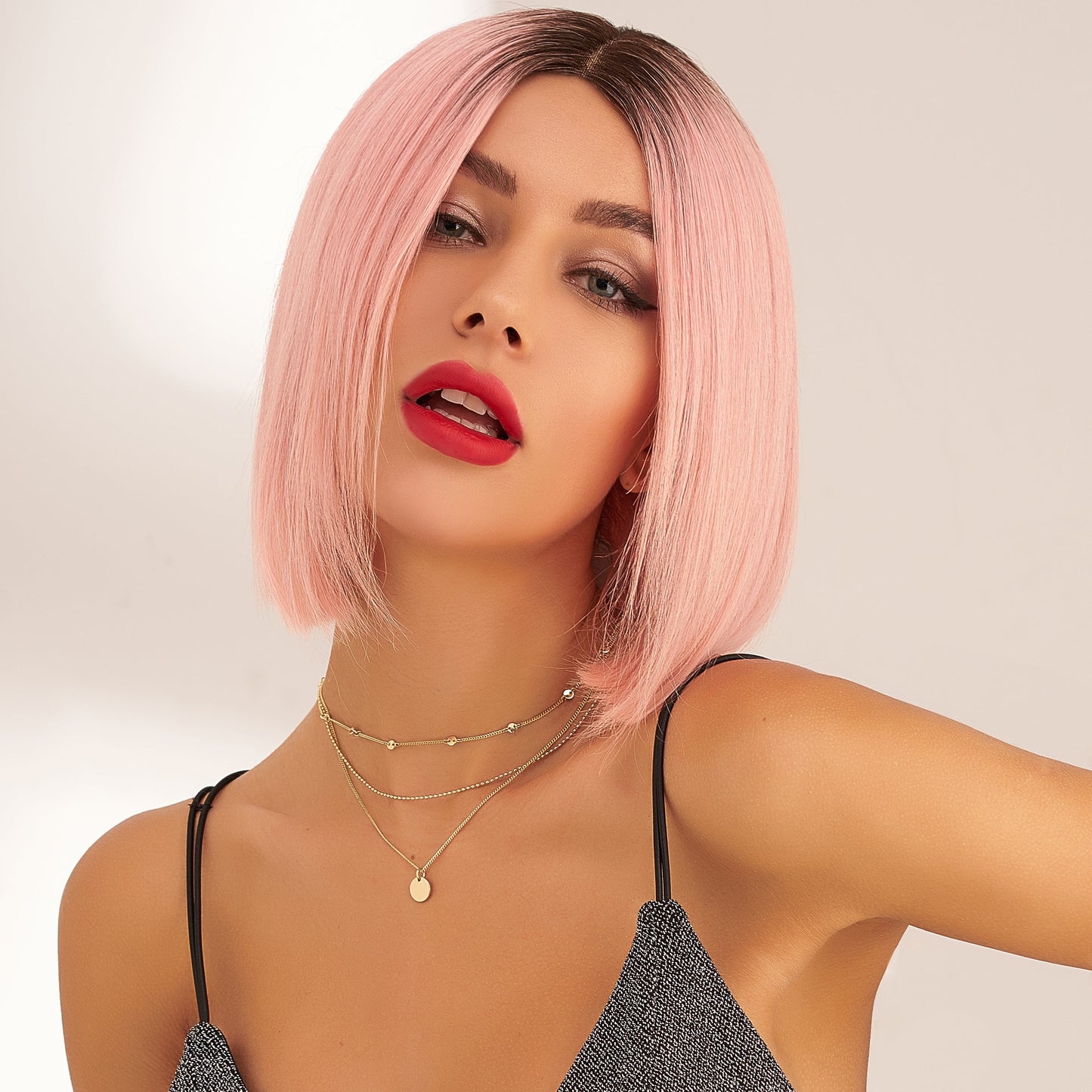 Remy Hair Bob Wig Rose Pink