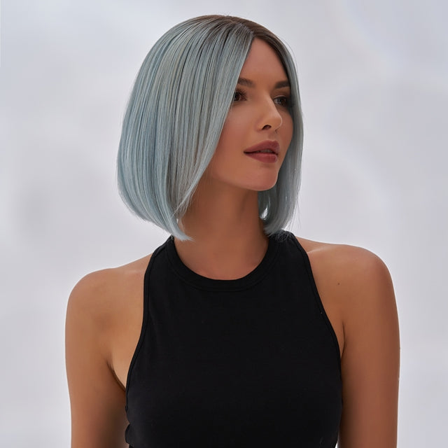 Remy Hair Bob Wig Rose Blue