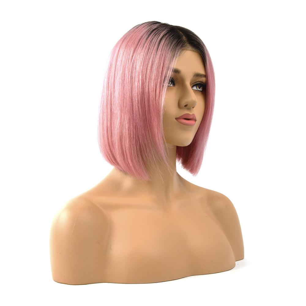 Remy Hair Bob Wig Hot Pink