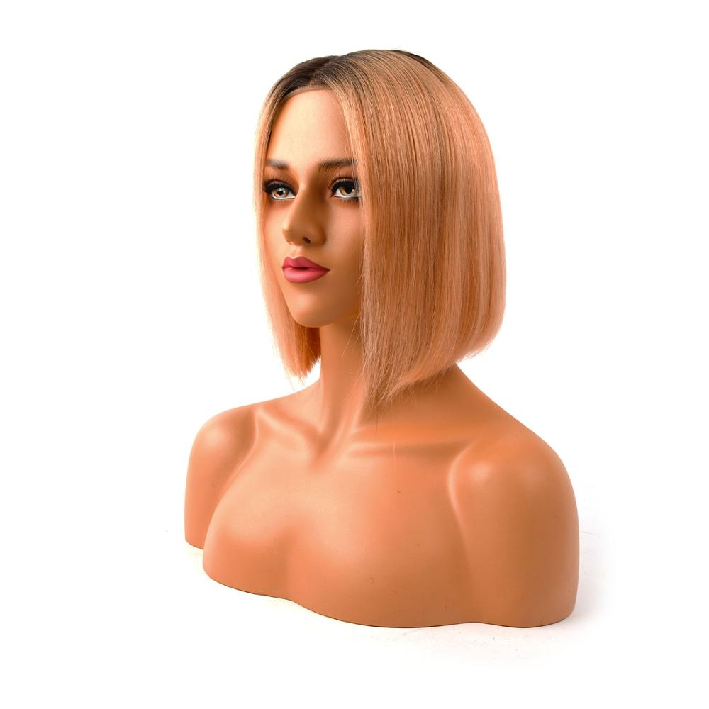 Remy Hair Bob Wig Rose Gold