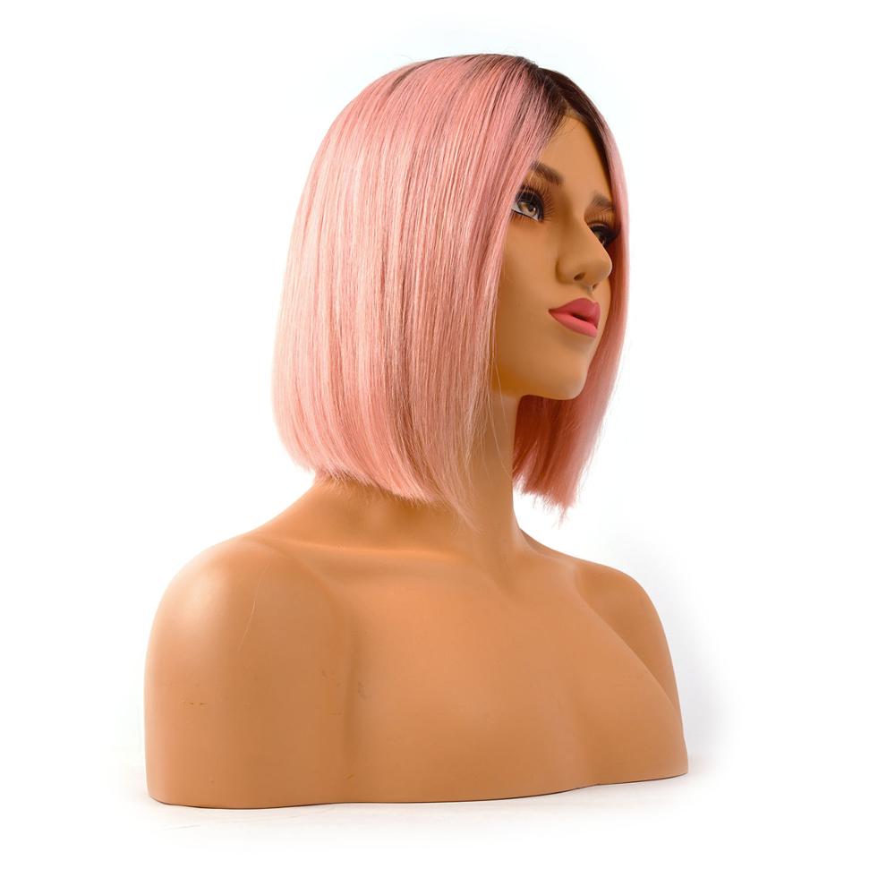Remy Hair Bob Wig Rose Pink