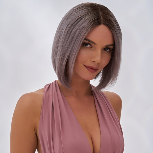 Remy Hair Bob Wig Ash Grey