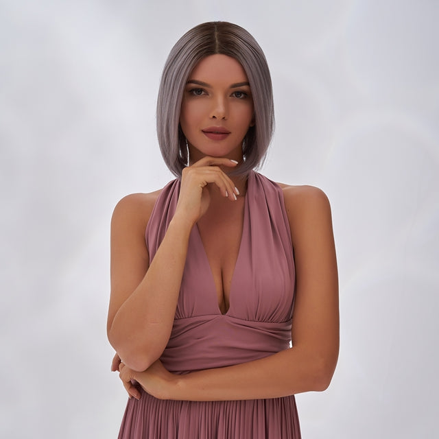 Remy Hair Bob Wig Ash Grey