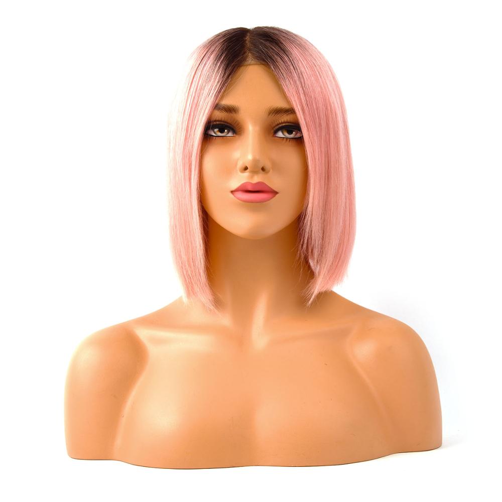 Remy Hair Bob Wig Hot Pink