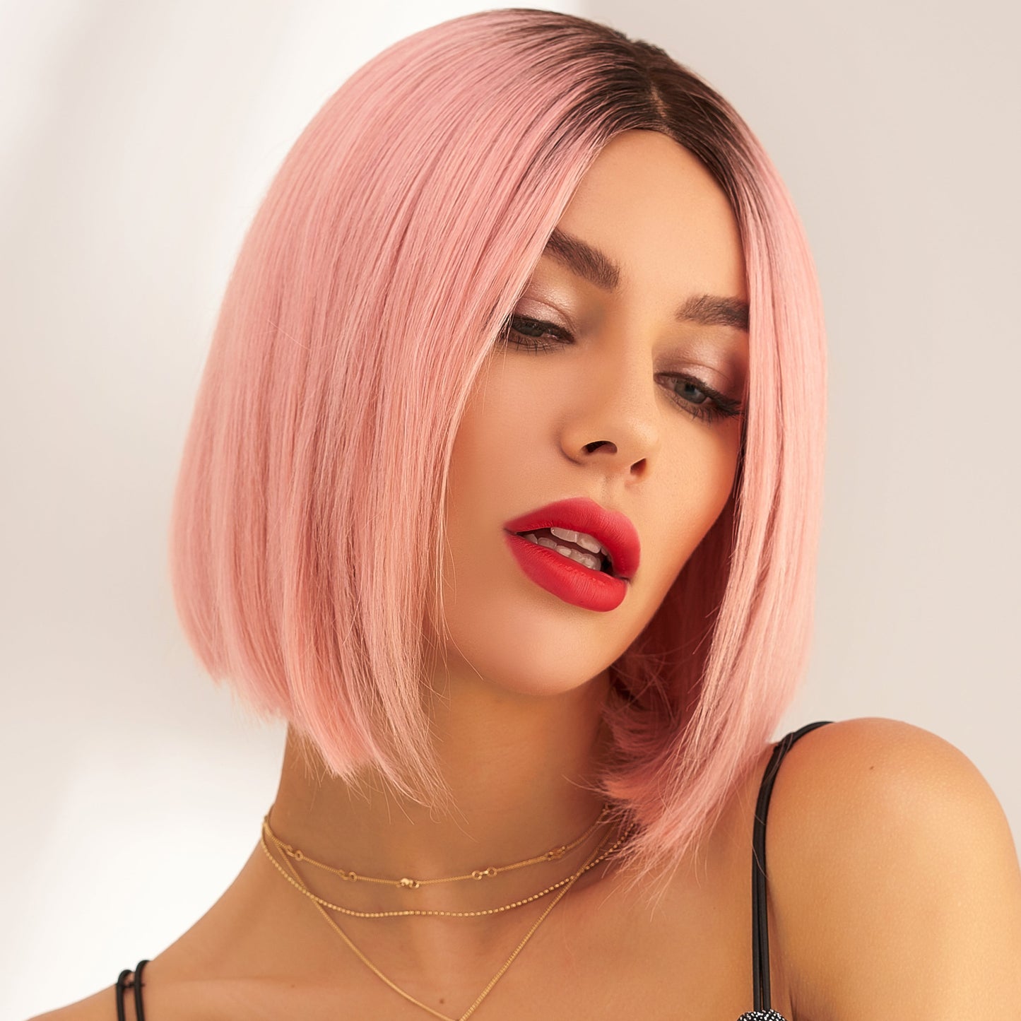 Remy Hair Bob Wig Rose Pink