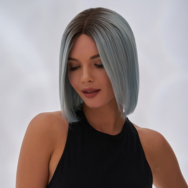 Remy Hair Bob Wig Rose Blue