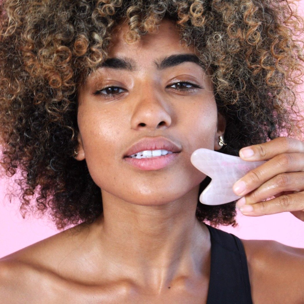 Skin Gym Rose Quartz Crystal Sculpty Heart Gua Sha Tool
