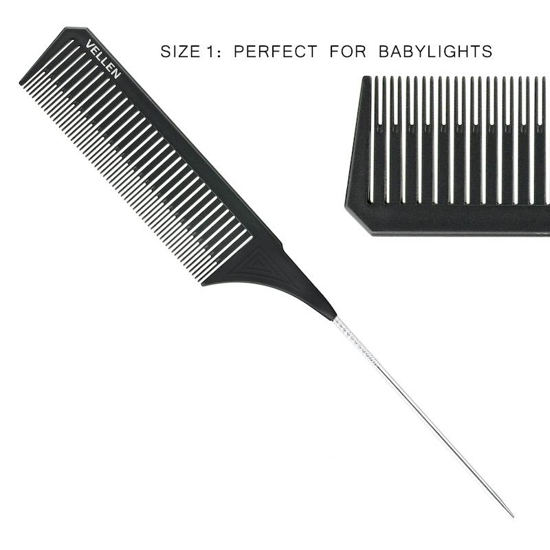 VELLEN HAIR Highlighting Comb Set - 3 Pack Black