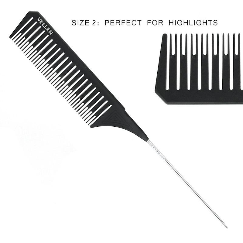 VELLEN HAIR Highlighting Comb Set - 3 Pack Black