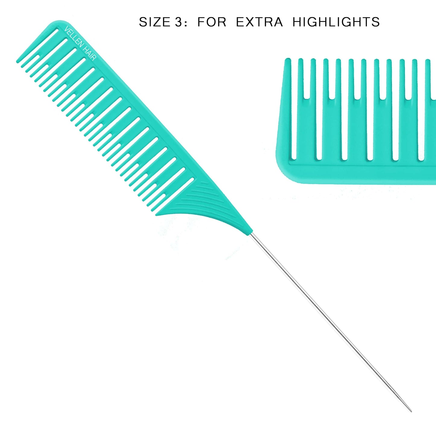 VELLEN HAIR Highlighting Comb Set - 3 Pack Blue