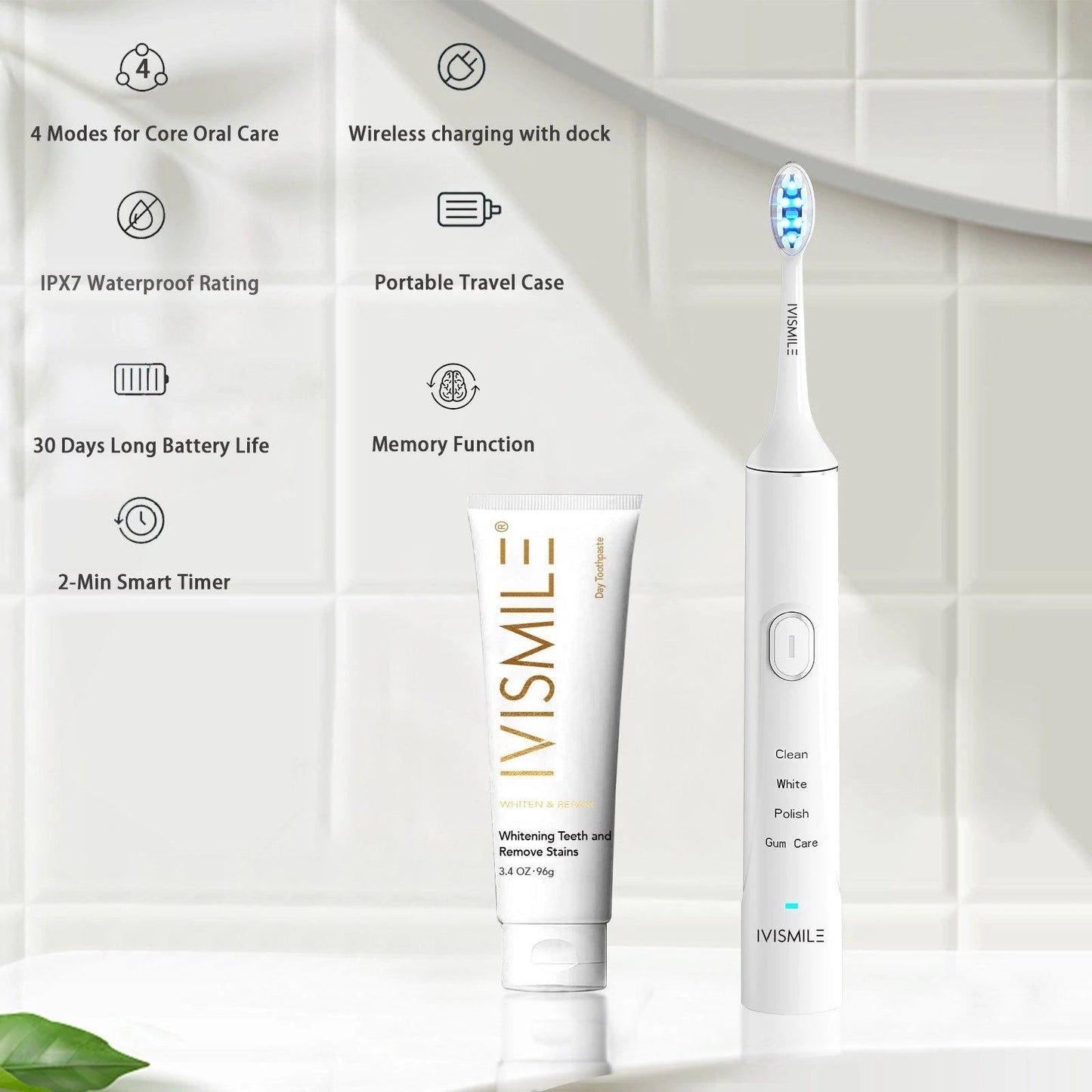 IVISMILE Sonic Electric Toothbrush and LED Whitening Device 5.0 Kit
