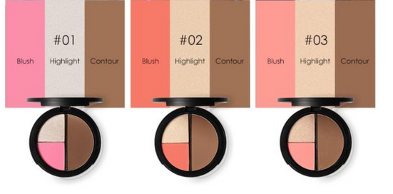 FOCALLURE Face® Blush, Highlight & Contour Trio Palettes #02