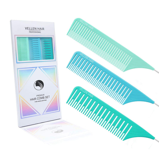 VELLEN HAIR Highlighting Comb Set - 3 Pack Blue
