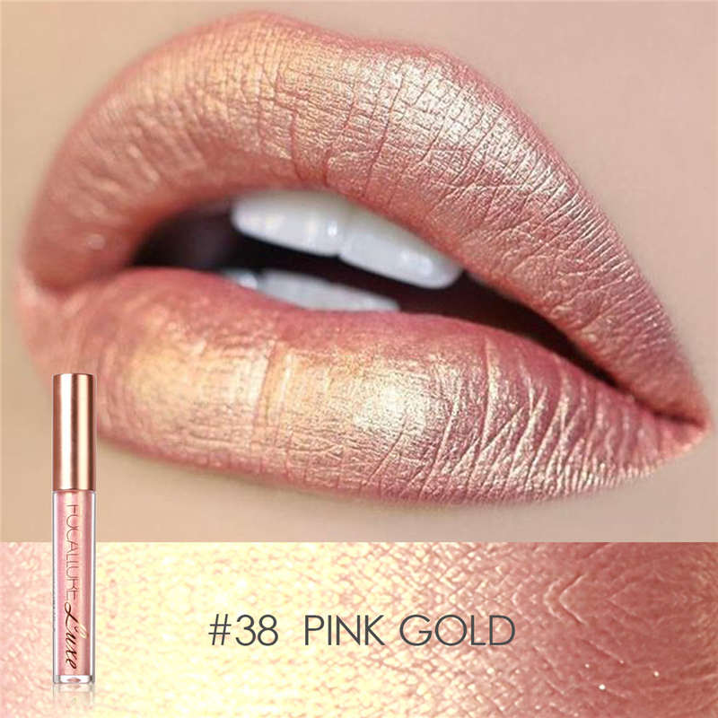 FOCALLURE Luxe Metallic Liquid Lipstick #38 PINK GOLD