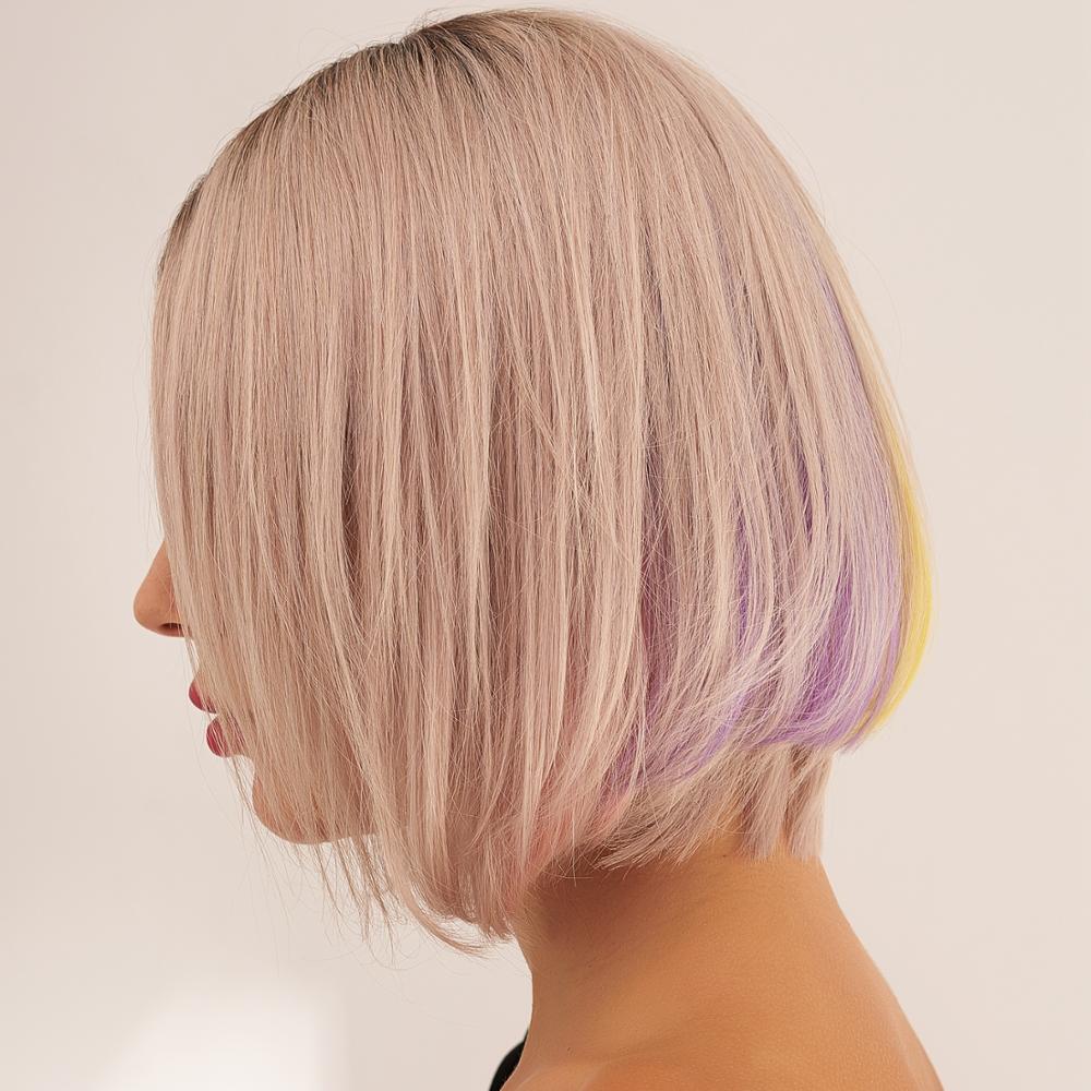 Remy Hair Bob Wig Silver Rainbow
