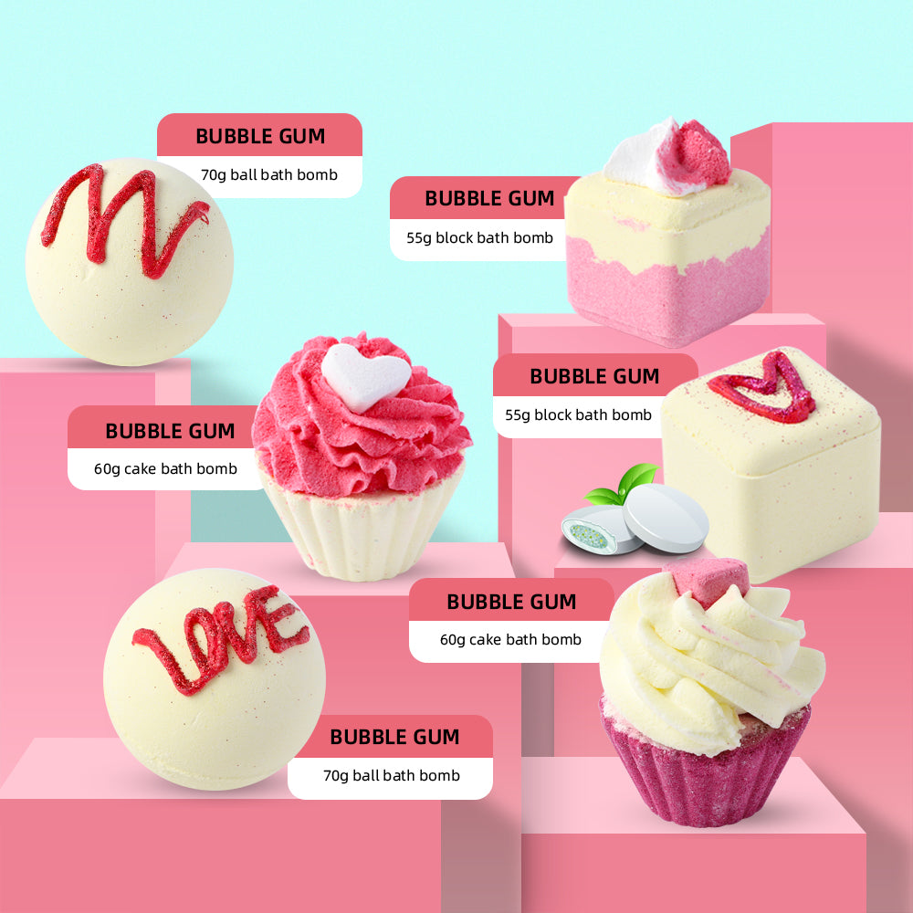 PRIMEBEAUTY Bath Bomb Cupcake Gift Set Bubble Strawberry