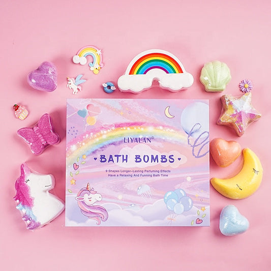 LIYALAN Rainbow Bath Bomb Kit