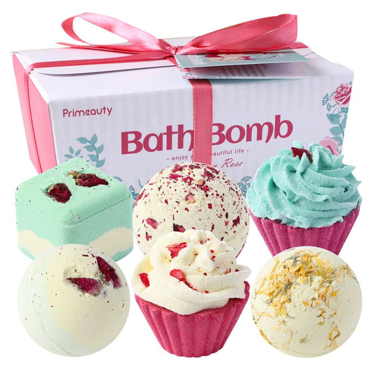 PRIMEBEAUTY Bath Bomb Cupcake Gift Set Rose Mint