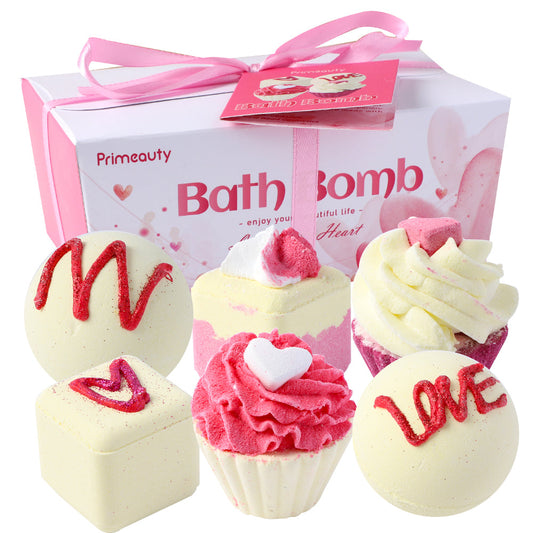 PRIMEBEAUTY Bath Bomb Cupcake Gift Set Bubble Strawberry